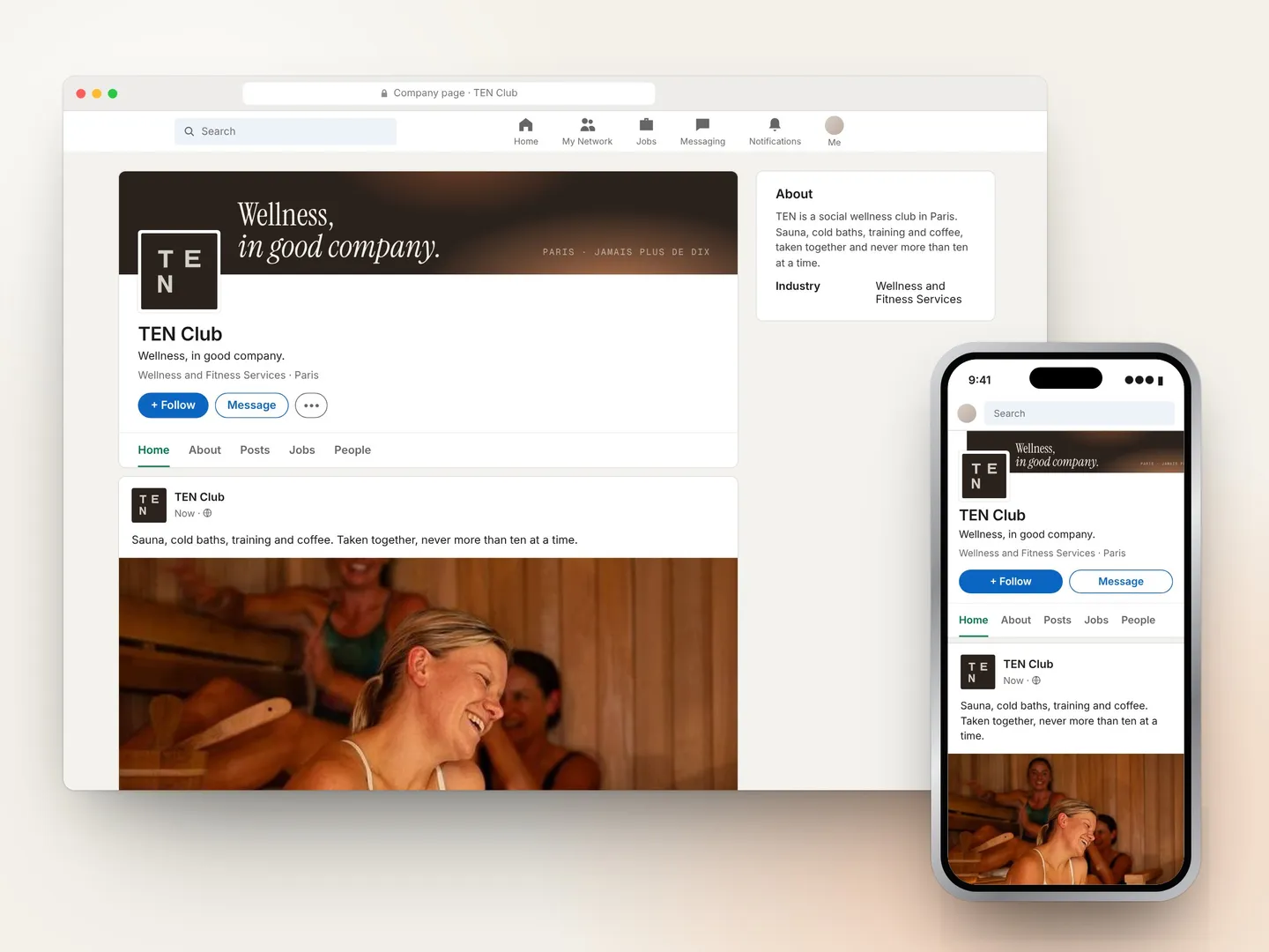 TEN Club LinkedIn company page