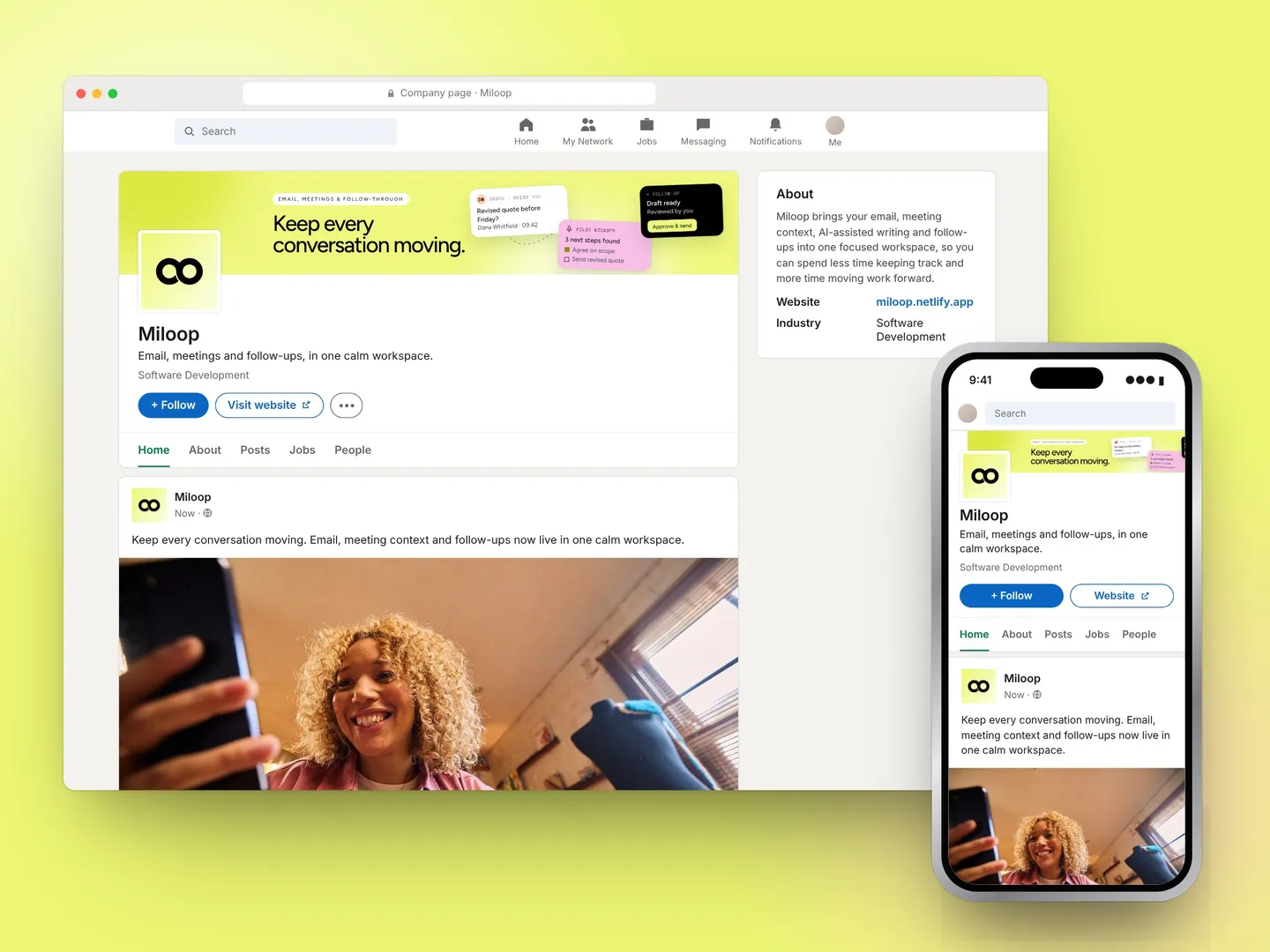 Miloop LinkedIn company page