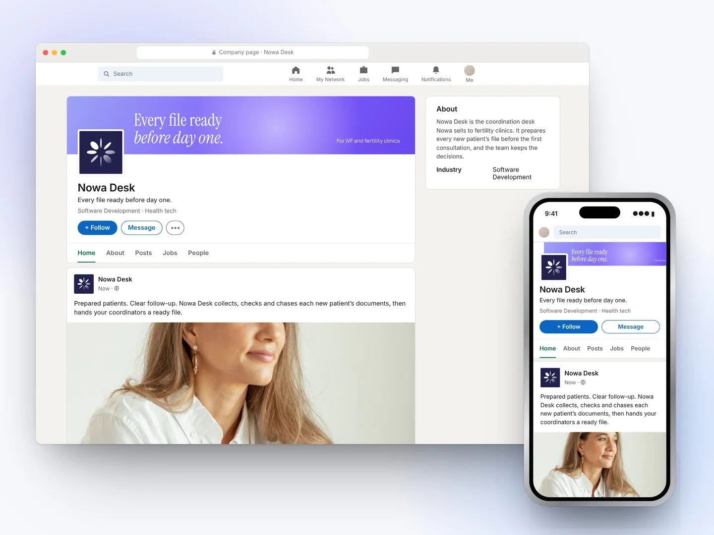 Nowa Desk LinkedIn company page